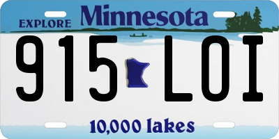 MN license plate 915LOI