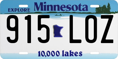 MN license plate 915LOZ