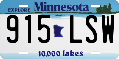 MN license plate 915LSW