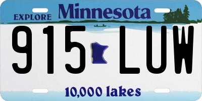 MN license plate 915LUW