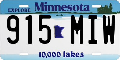MN license plate 915MIW