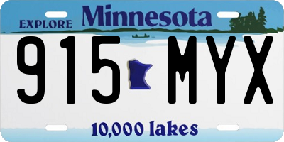 MN license plate 915MYX