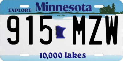 MN license plate 915MZW