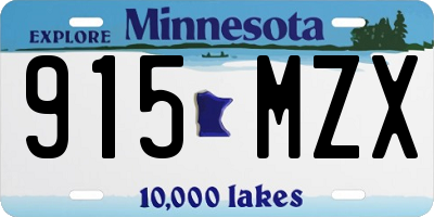 MN license plate 915MZX