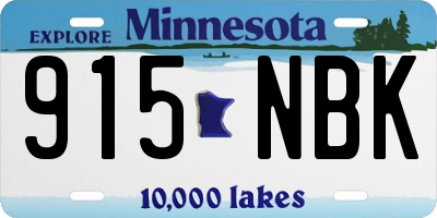 MN license plate 915NBK