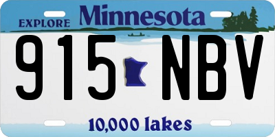 MN license plate 915NBV