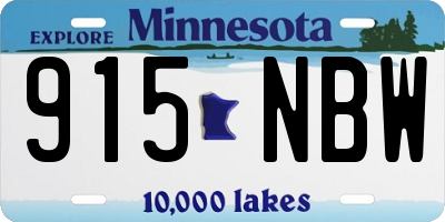 MN license plate 915NBW