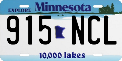 MN license plate 915NCL