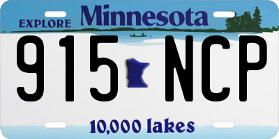 MN license plate 915NCP