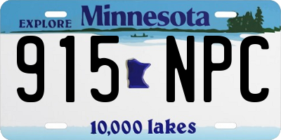 MN license plate 915NPC