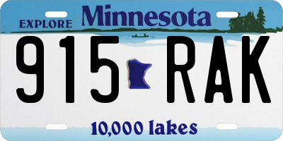 MN license plate 915RAK