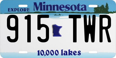 MN license plate 915TWR