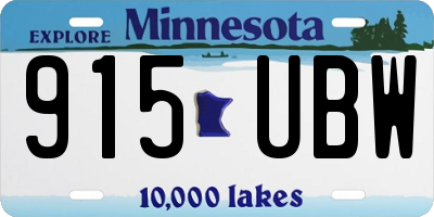 MN license plate 915UBW