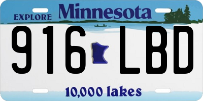 MN license plate 916LBD