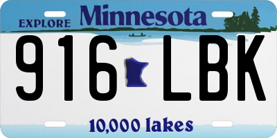 MN license plate 916LBK