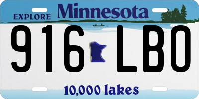 MN license plate 916LBO