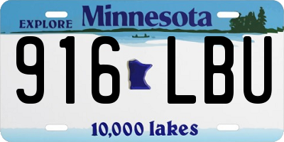 MN license plate 916LBU