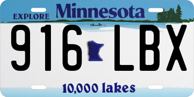 MN license plate 916LBX