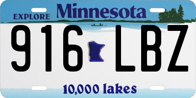 MN license plate 916LBZ