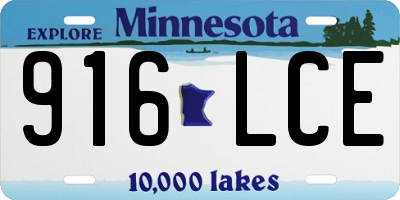 MN license plate 916LCE