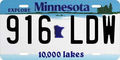 MN license plate 916LDW