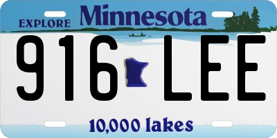 MN license plate 916LEE