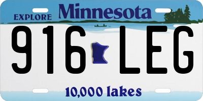 MN license plate 916LEG