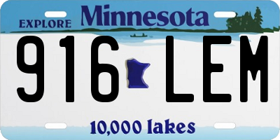 MN license plate 916LEM