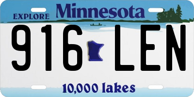 MN license plate 916LEN