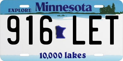 MN license plate 916LET