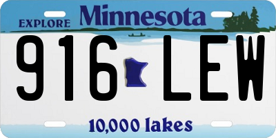 MN license plate 916LEW