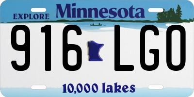 MN license plate 916LGO