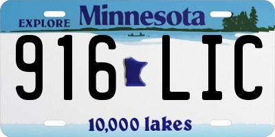 MN license plate 916LIC