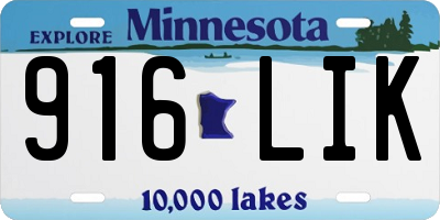 MN license plate 916LIK
