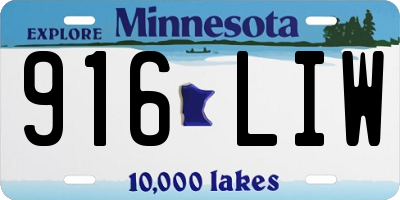 MN license plate 916LIW