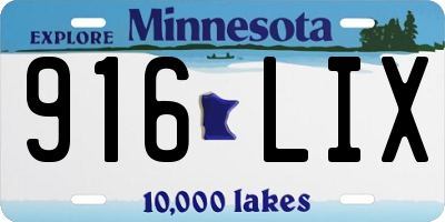 MN license plate 916LIX