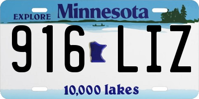 MN license plate 916LIZ