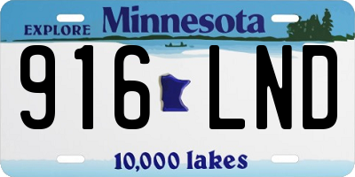 MN license plate 916LND