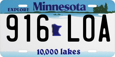 MN license plate 916LOA
