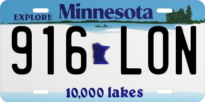 MN license plate 916LON