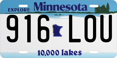 MN license plate 916LOU