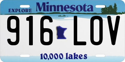 MN license plate 916LOV