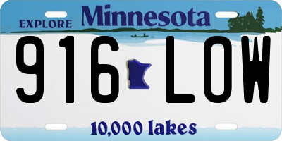 MN license plate 916LOW