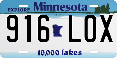MN license plate 916LOX
