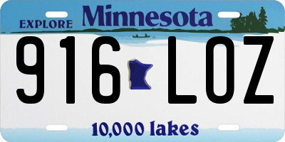 MN license plate 916LOZ