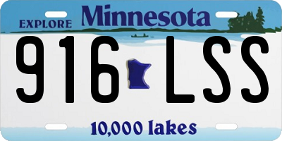 MN license plate 916LSS