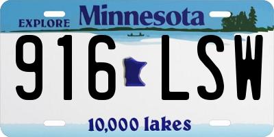MN license plate 916LSW