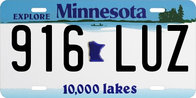 MN license plate 916LUZ
