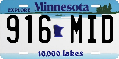 MN license plate 916MID