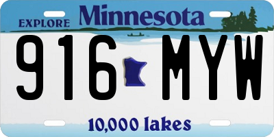 MN license plate 916MYW